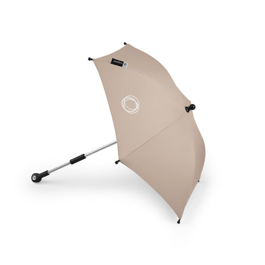 Bugaboo Sonnenschirm+, kompatibel mit allen Bugaboo Kinderwagen, mit UPF 50+ Schutz gegen UV-Strahlen, große Schattenfläche, Verbindung mit einem Klick & leicht verstellbarer Mechanismus, Desert Taupe