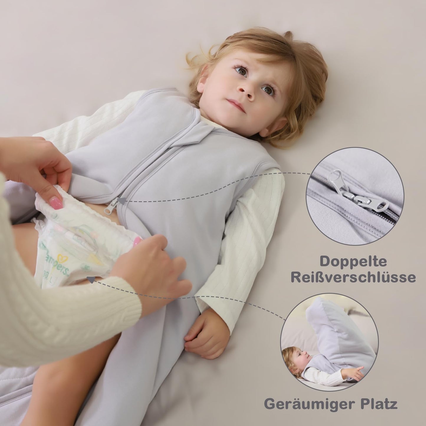 Mosebears Baby Sleeping Bag Winter 2.5 Tog, 100% Cotton Baby Winter Sleeping Bag for Babies 0-24 Months, M (6-12 Months)