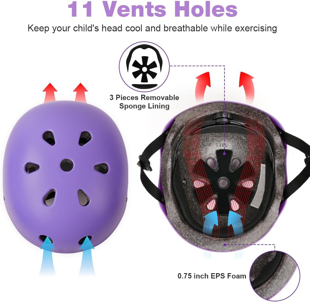Flintronic Children's Bicycle Helmet, Children's Helmet, Bicycle Helmet for Children, Adjustable Skateboard Helmet for Bicycle, Skateboard, Scooter, Skating, Scooter, BMX for 2-13 Years