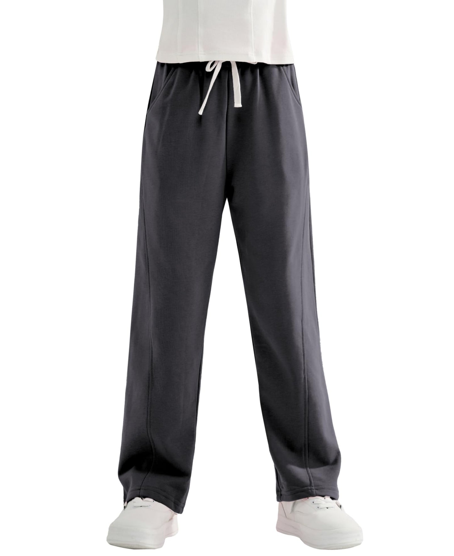 Rolanko Girls' Elastic Waistband Joggers, Loose Fit, Kids' Sports Sweatpants, Casual Comfort