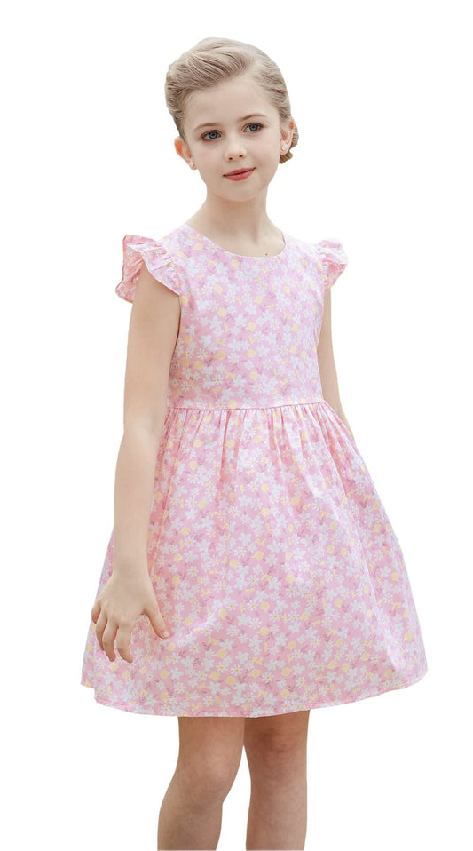 SMILING PINKER Girls Dress Cotton Flower Summer Party Girls Dresses