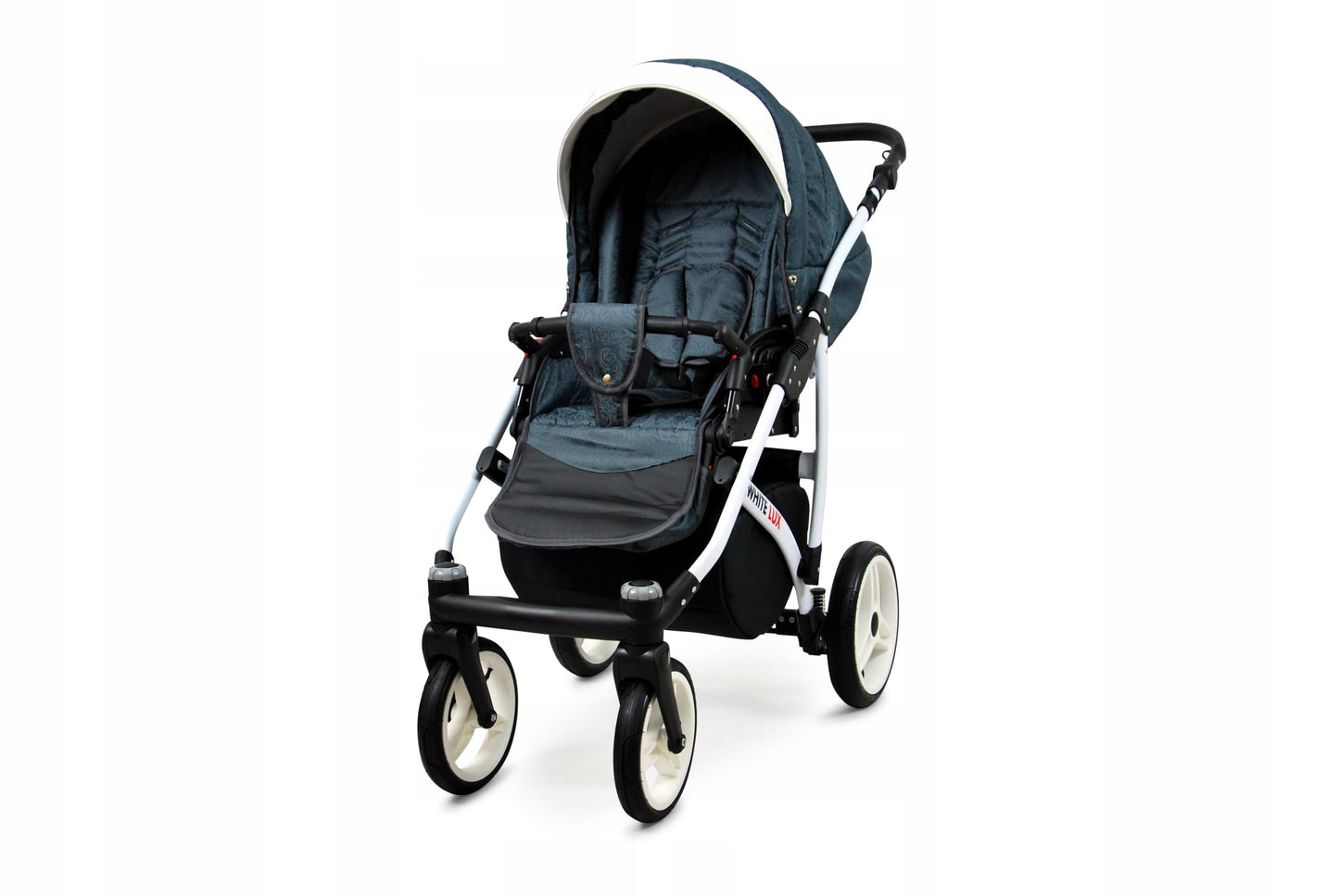 BabyLux® Bambimo Kinderwagen Set 3 in 1 - White Lux - incl. Babywanne, Buggy Sportsitz, Auto-Babyschale - Autositz - Kinderwagenset - Kombikinderwagen mit Wickeltasche, Regenschutz usw.
