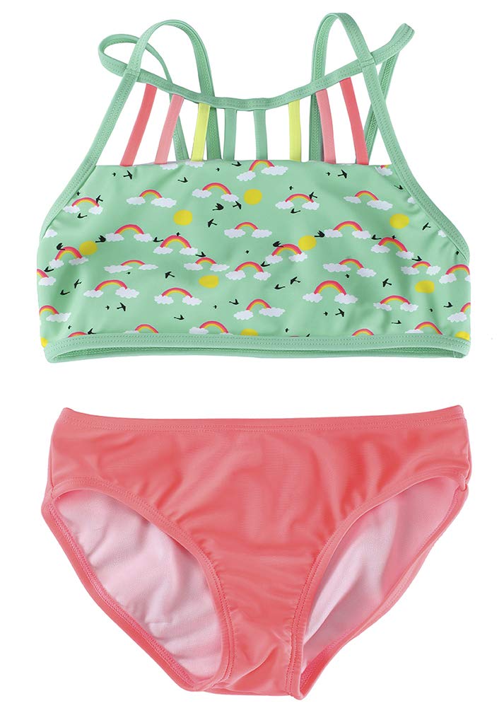 DUSISHIDAN Bikini Kinder Mädchen Zweiteiliger Bademode Süß Badeanzug Zurück überqueren Sommer Swimsuit 110-176