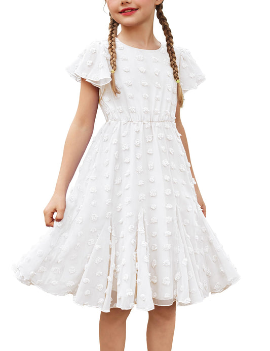 Flypigs Kleid Mädchen Festlich Hochzeit Party Kurzarm Sommer Freizeitkleid Prinzessin Chiffon Kleider Kinder Teenager Kleidung 3-12 Jahre