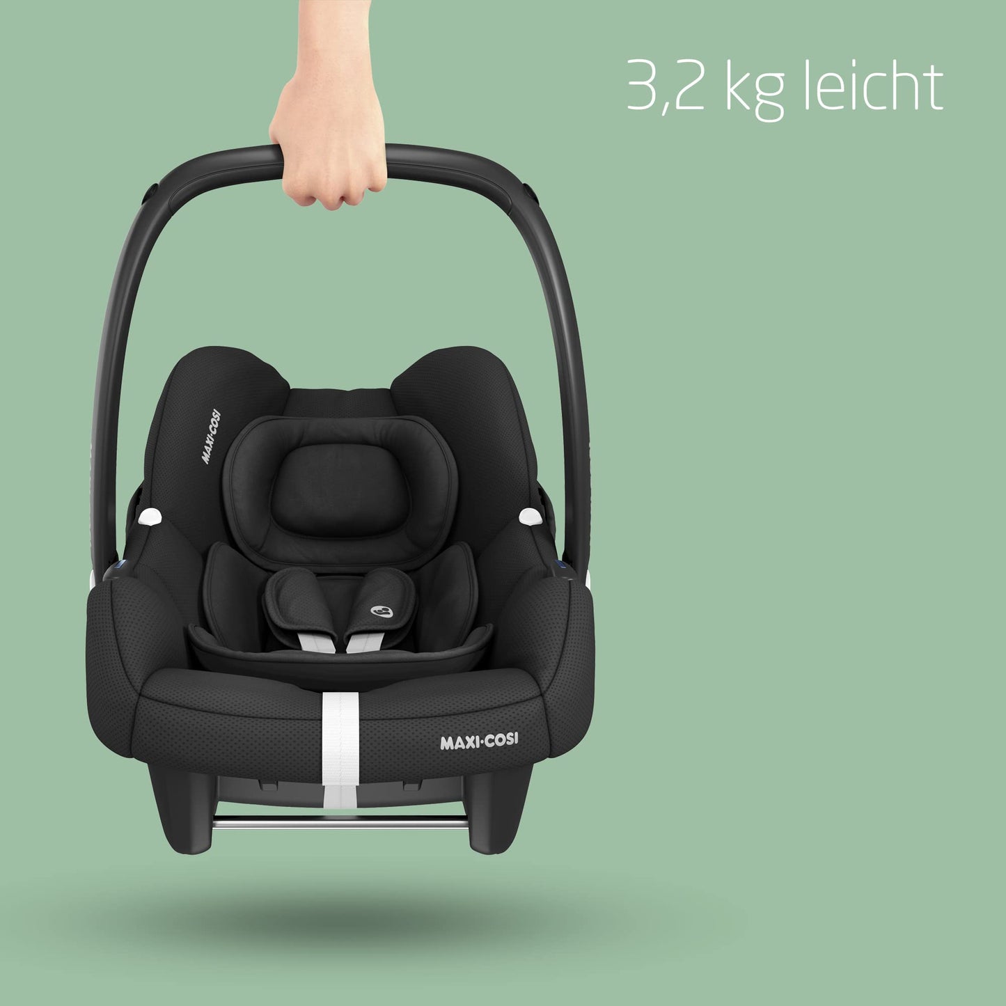 Maxi-Cosi CabrioFix i-Size, Babyschale, 0–12 Monate, max. 12 kg, leichter i-Size Kindersitz (3,2 kg), Sonnenverdeck, gepolsterter Sitz, für viele Maxi-Cosi Kinderwagen, Essential Green - Meloni2