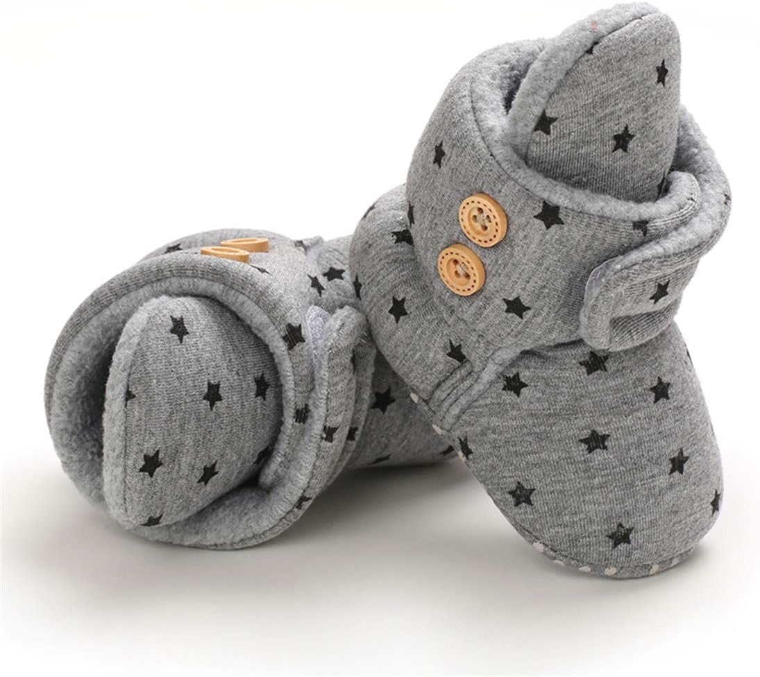 EDOTON Unisex-Baby Neugeborenes Fleece Booties, Baby Jungen Mädchen Weiche Sohlen Streifen Bootie Kleinkind Stiefel Niedlich Stiefel Socke Einstellbar
