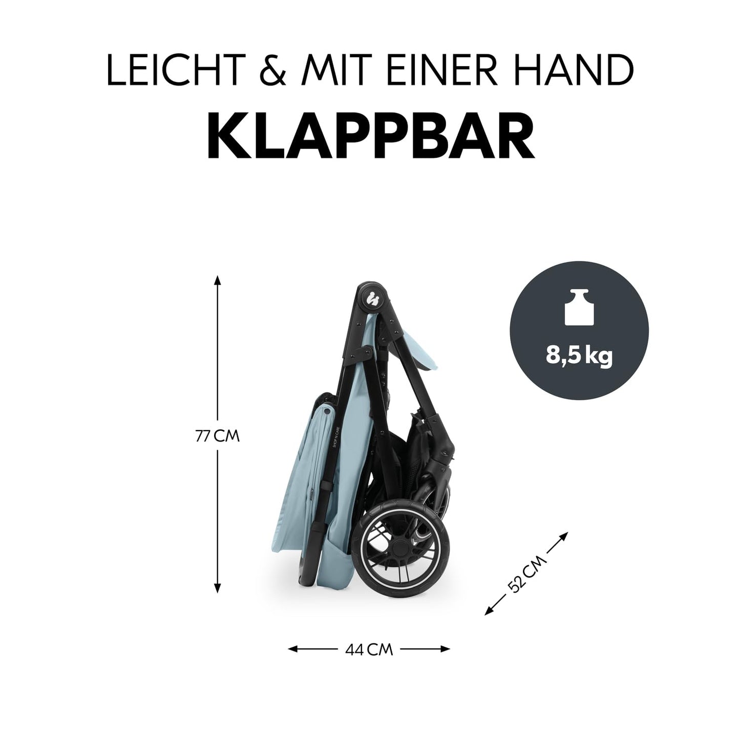 hauck 3in1 Kinderwagen Set Shop N Care Trio Set inkl. Buggy, Babywanne, Babyschale ab Geburt bis 22 kg, Klein Zusammenklappbar, Liegefunktion, Getränkehalter & Tablett, UV-Schutz 50+ (Grey)