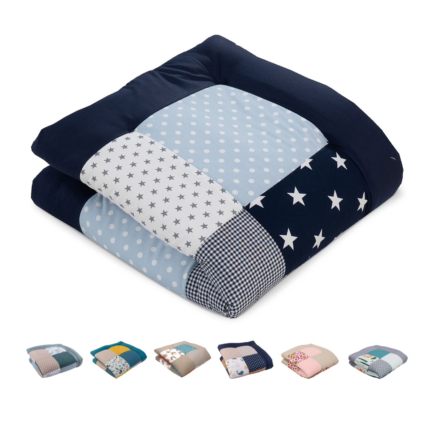 ULLENBOOM Krabbeldecke für Baby 80x80 cm, Outdoor-geeignet, 100% OEKO-TEX Materialien, Made in EU, Weich gepolstert, Eukalyptus - ideal als Spieldecke Baby - Meloni2