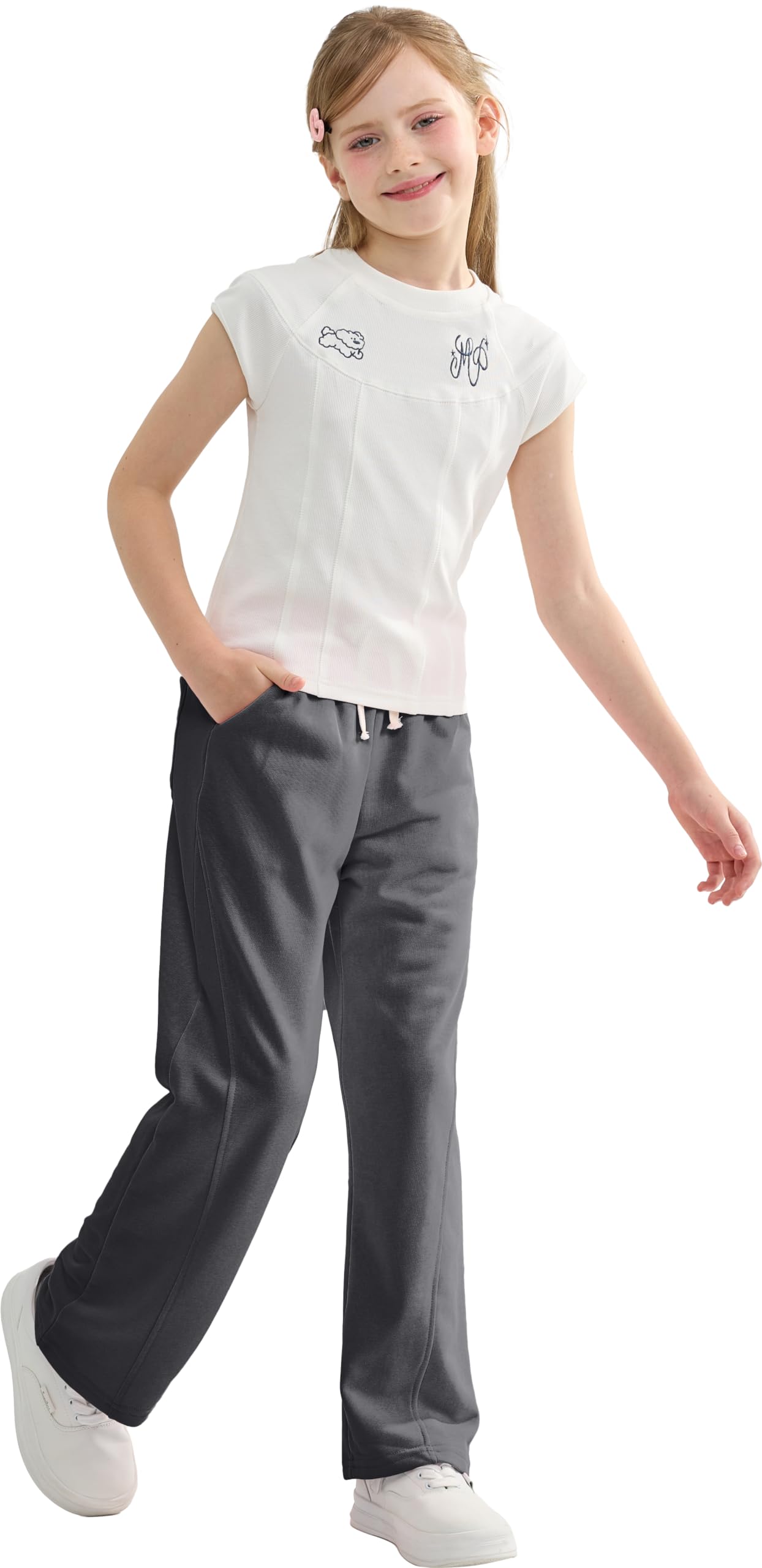 Rolanko Mädchen-Jogginghose mit Elastischem Bund, Lockere Passform, Sport-Jogginghose für Kinder, Lässiger Komfort