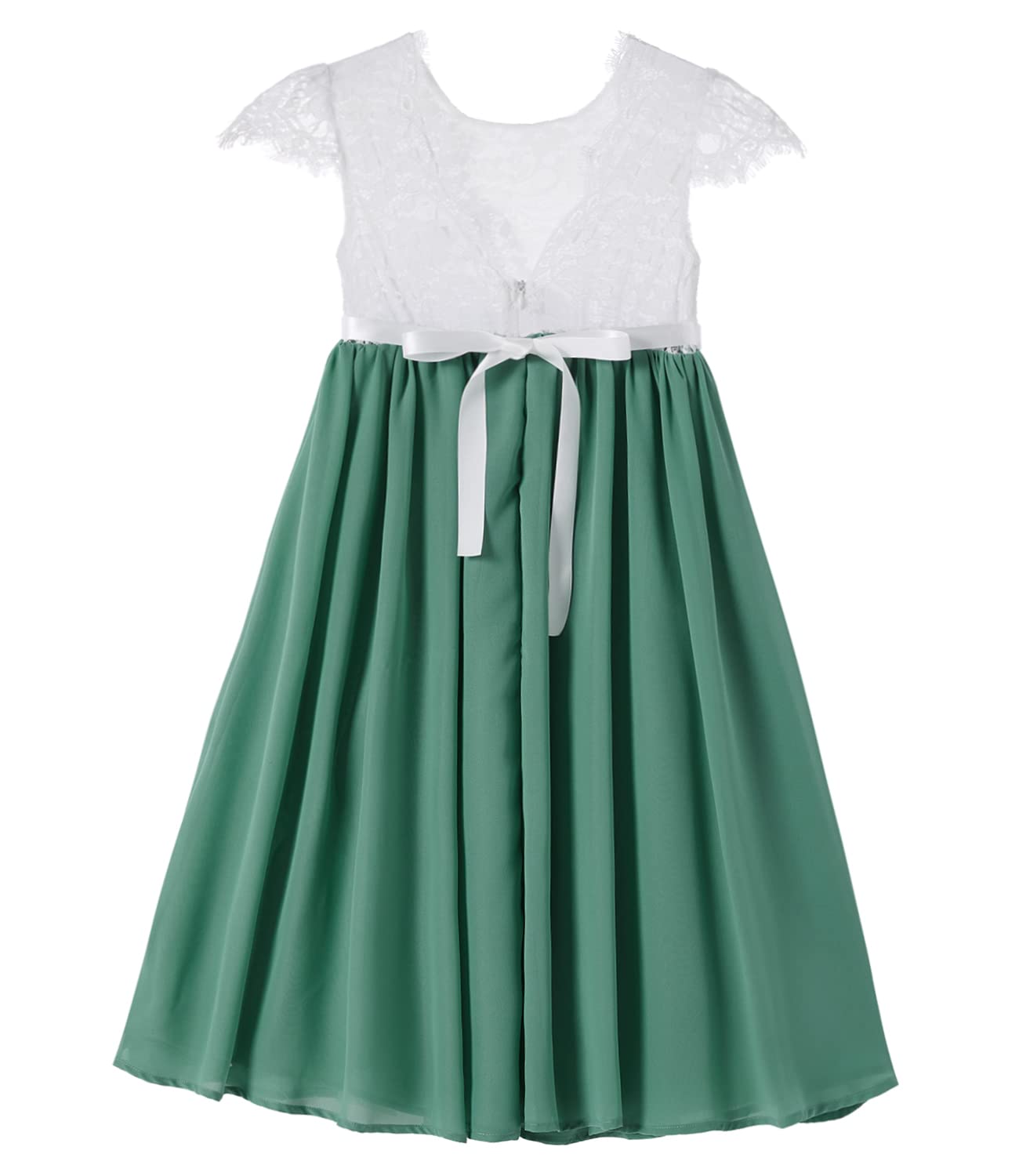 Beganly Mädchen Festtagskleider Spitze V-Rücken Kleid ärmellos Flauschig Tüll Prinzessin Partykleid Blumenmädchen Kleider