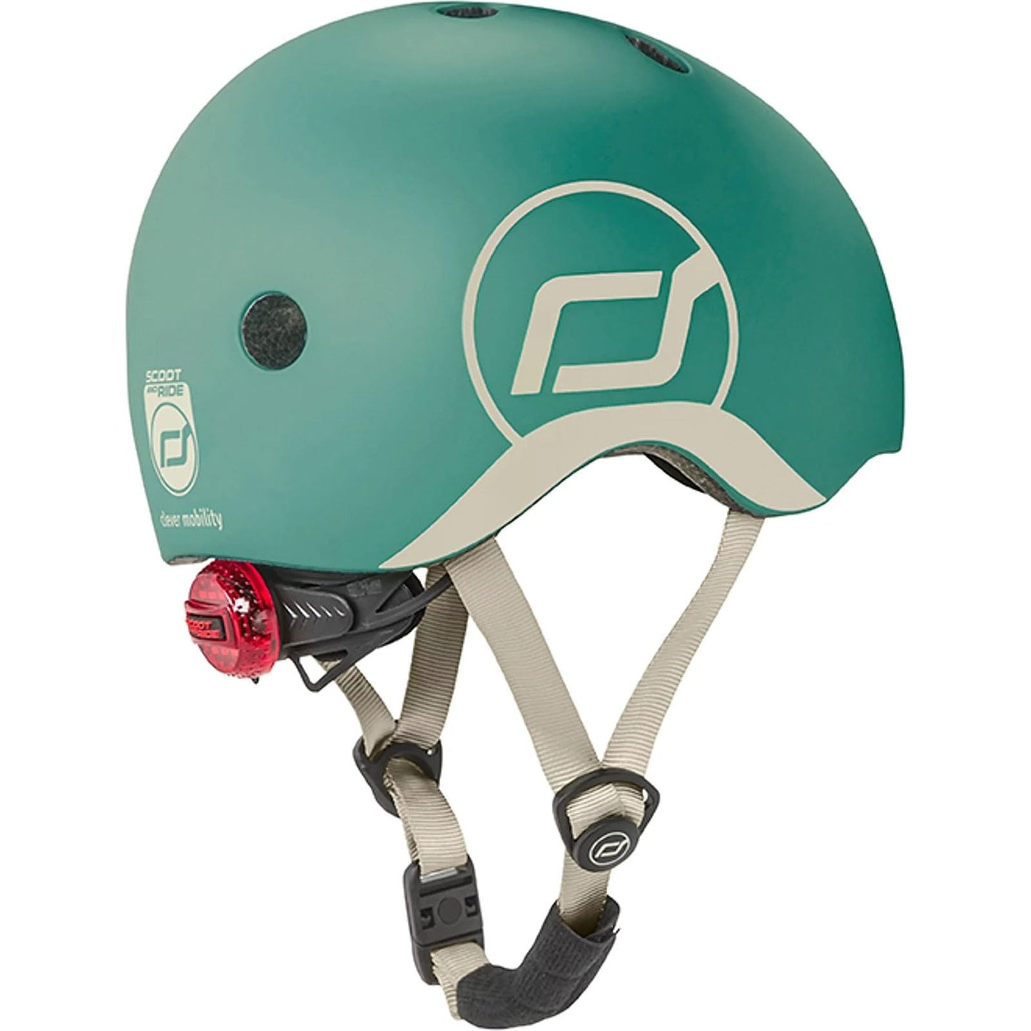 Scoot and Ride Babyhelm mit verstellbaren Trägern, Mattes Finish, Größen XXS, inklusive LED-Sicherheitslicht und weicher Fleece-Polsterung für zusätzlichen Schutz
