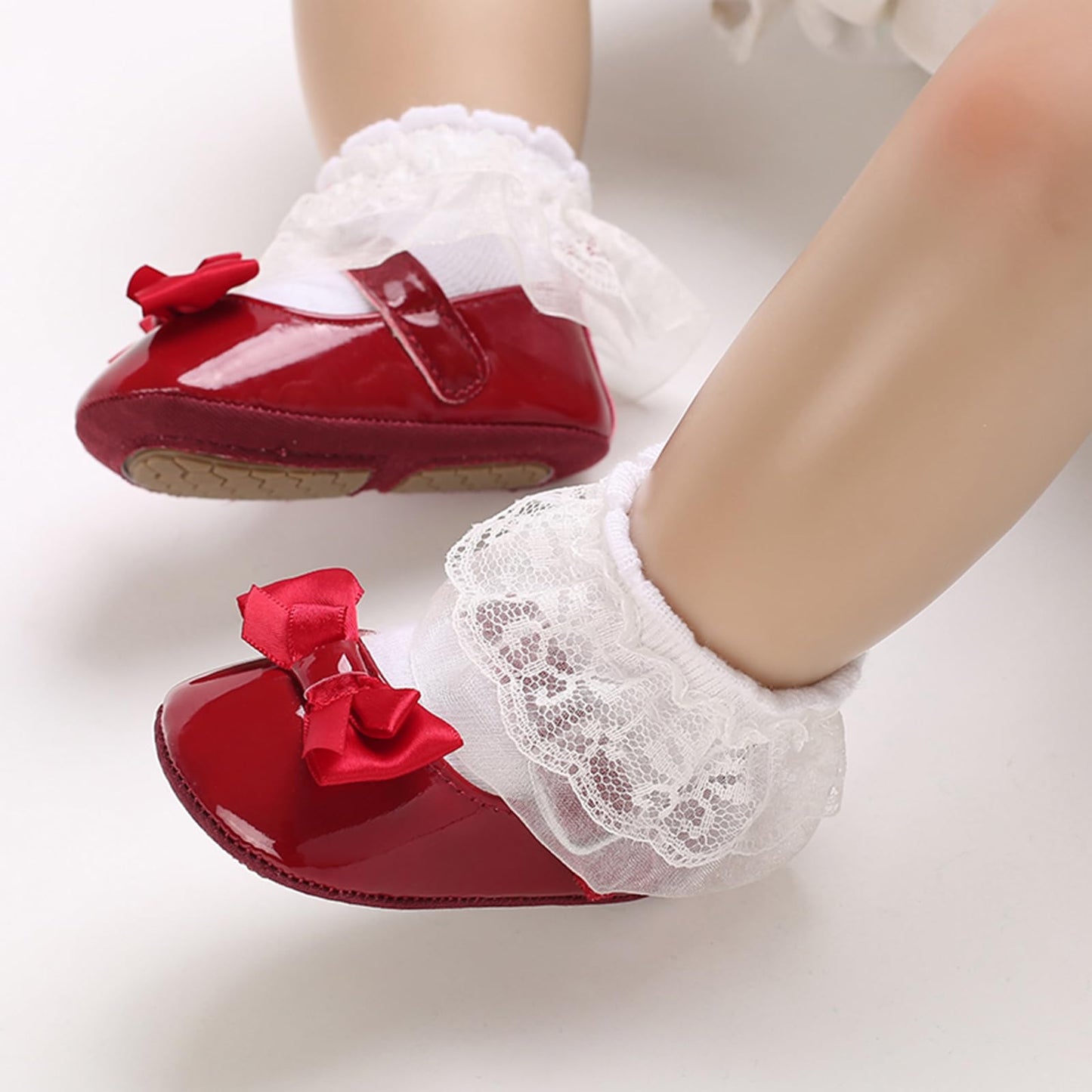 MASOCIO Baby Lauflernschuhe Krabbelschuhe Mädchen Kleinkind Rutschfesten Lederpuschen Babyschuhe 3-18 Monate