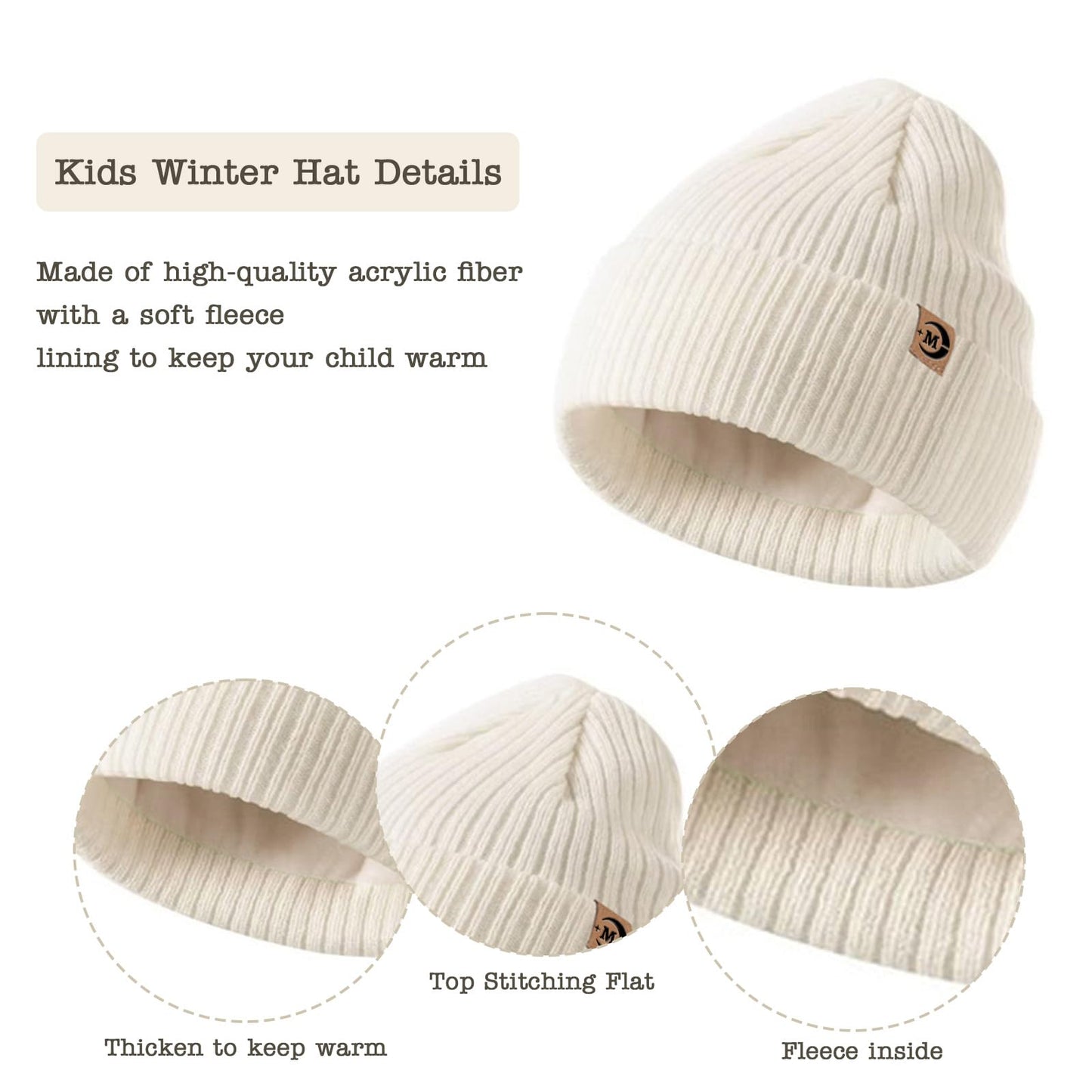 MARUKO Children's Winter Hat Scarf Gloves Set 3 in 1, Toddler Knitted Beanie Neck Warmer, Thick Fleece Thermal Knit Hat Scarf Gloves Set for Children Aged 2-8