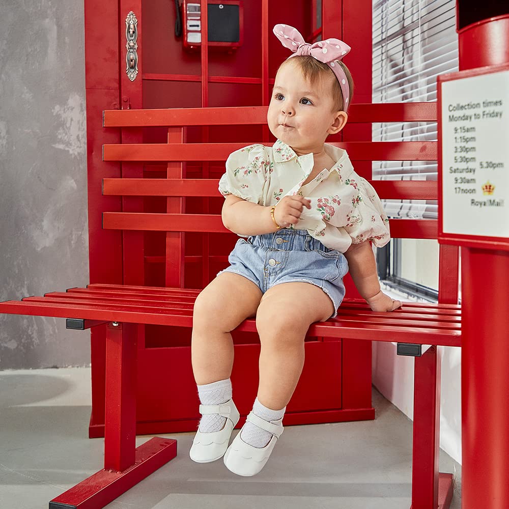 MASOCIO Baby Lauflernschuhe Krabbelschuhe Mädchen Kleinkind Rutschfesten Lederpuschen Babyschuhe 3-18 Monate