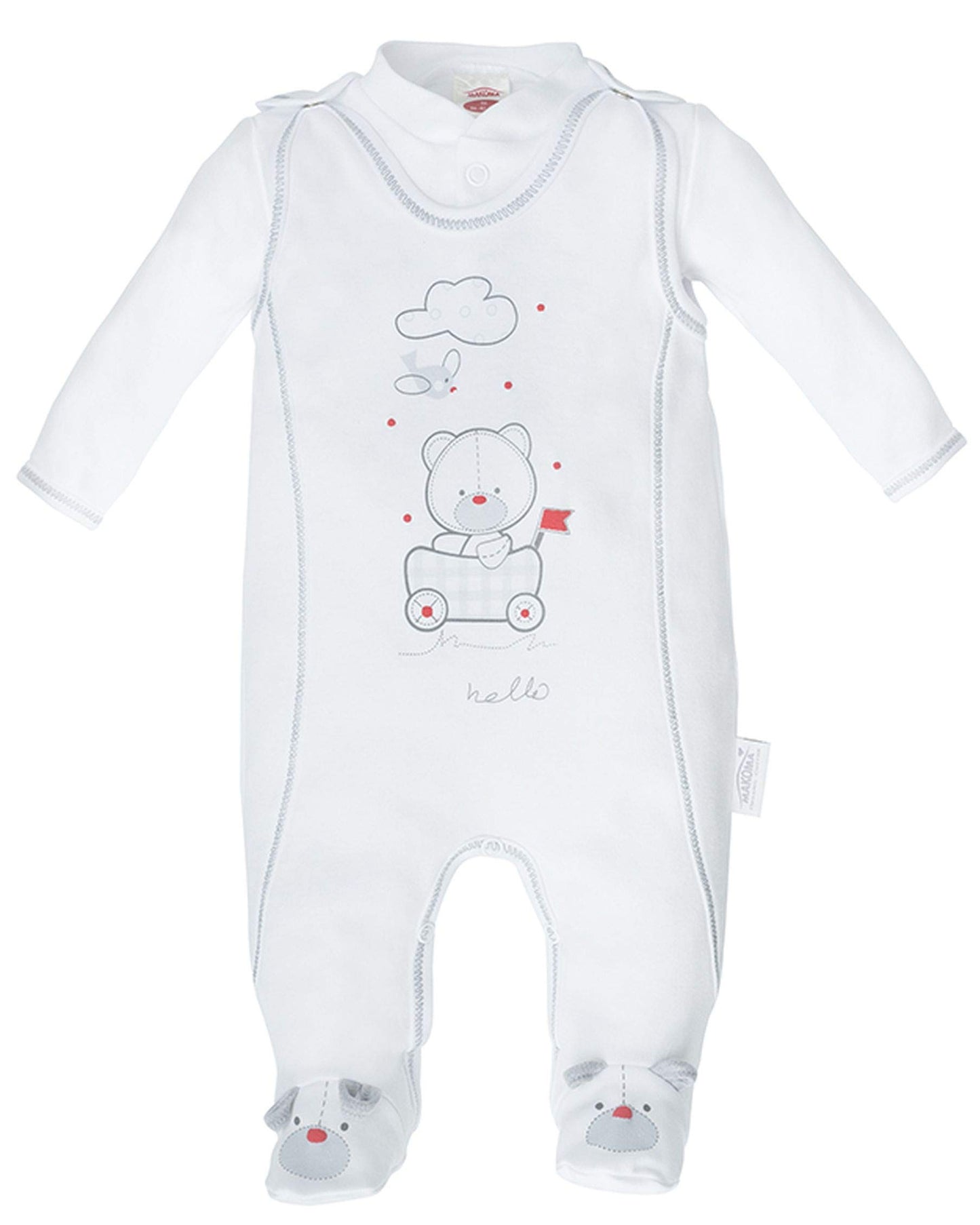 Makoma Baby Erstausstattung Strampler-Set mit Langarmshirt für Säuglinge & Neugeborene Jungen und Mädchen (50 – 74)