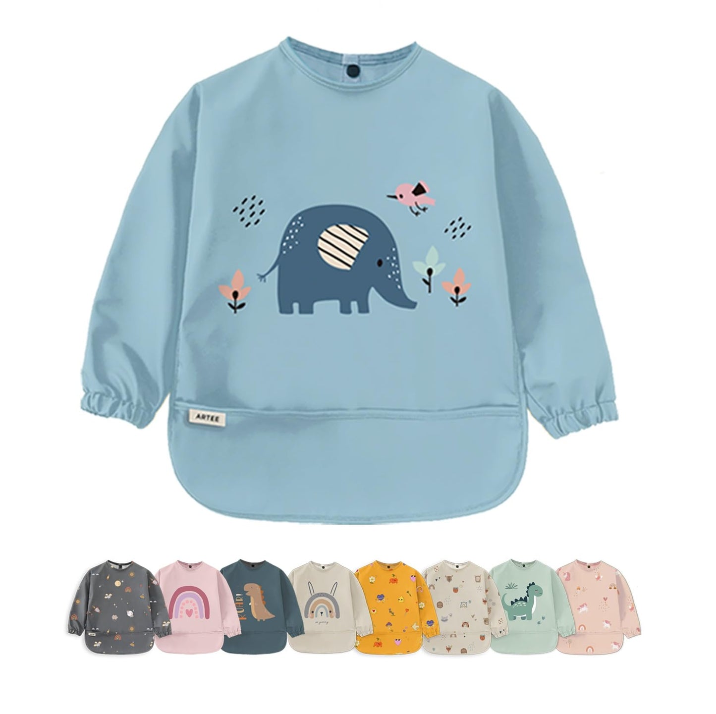 ARTEE Ärmellätzchen beschichtet wasserfest abwischbar Lätzchen mit Ärmeln, Baby, Wasserdichtes Lätzchen, ideal als Geschenk