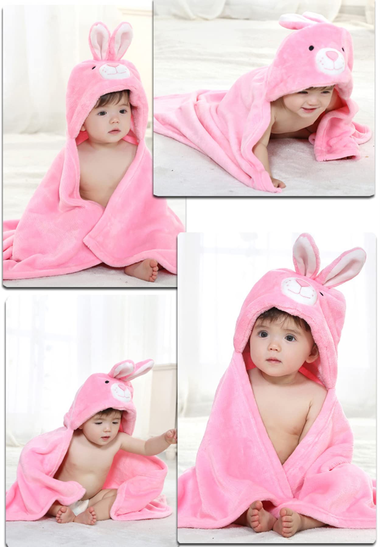 Doladola Baby Decke Babys Tier Design,Flanell Kinder Decke Kapuzenhandtuch für Mädchen und Jungen,Baby Kapuze Badeponcho Kinder Warm(gelbe Ente)