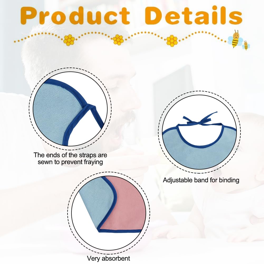 HOTUT Baby Bibs, 7 Pack Baby Bibs Made of Cotton, Terry Cloth Bibs, Waterproof Toddler Feeding Bibs, Drool Bibs for Baby Boys and Girls Toddlers - Stain-Resistant Style