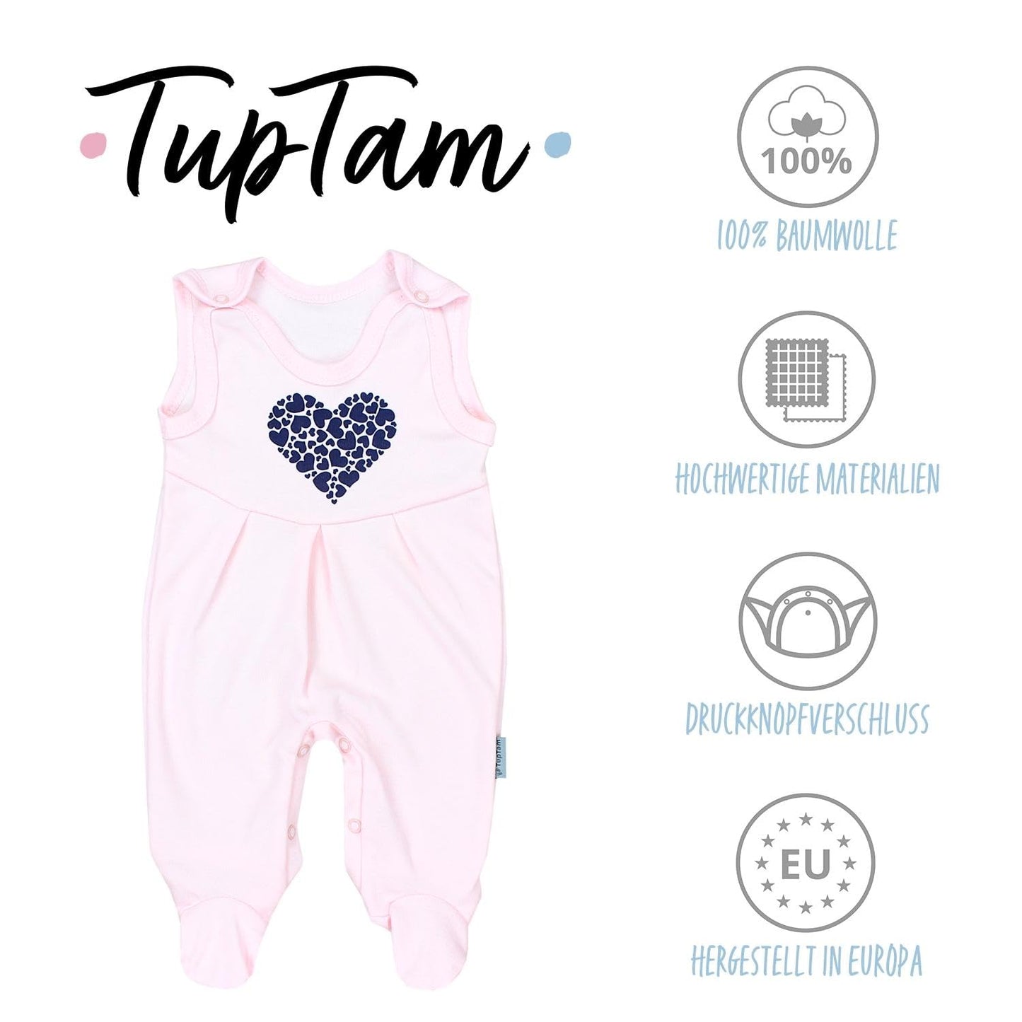 TupTam Baby Mädchen Strampler mit Fuß 3er Pack