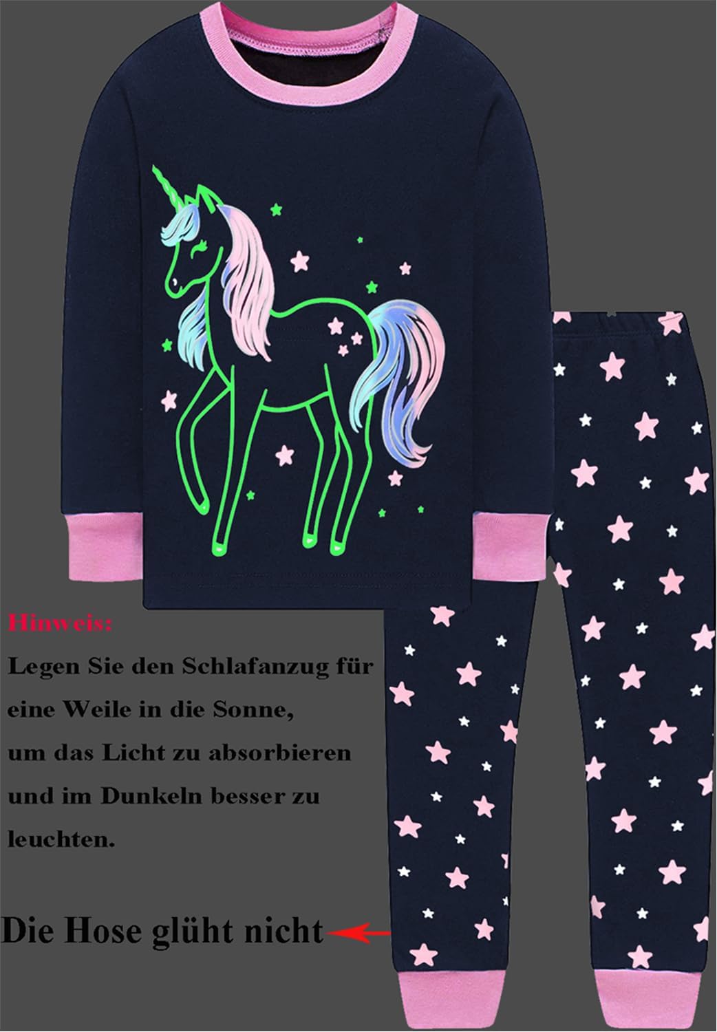 EULLA Kinder Mädchen Schlafanzüge Langarm Baumwolle Winter Pyjama Set Einhorn Prinzessin Dino Hase Eule Zweiteilig Nachtwäsche 1-10 Jahre 92 98 104 110 116 122 128 134 140