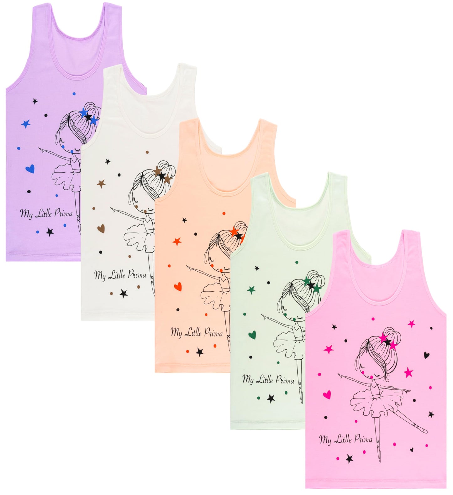 LOREZA ® 5 girls' cotton undershirts tank tops - sizes 92-170