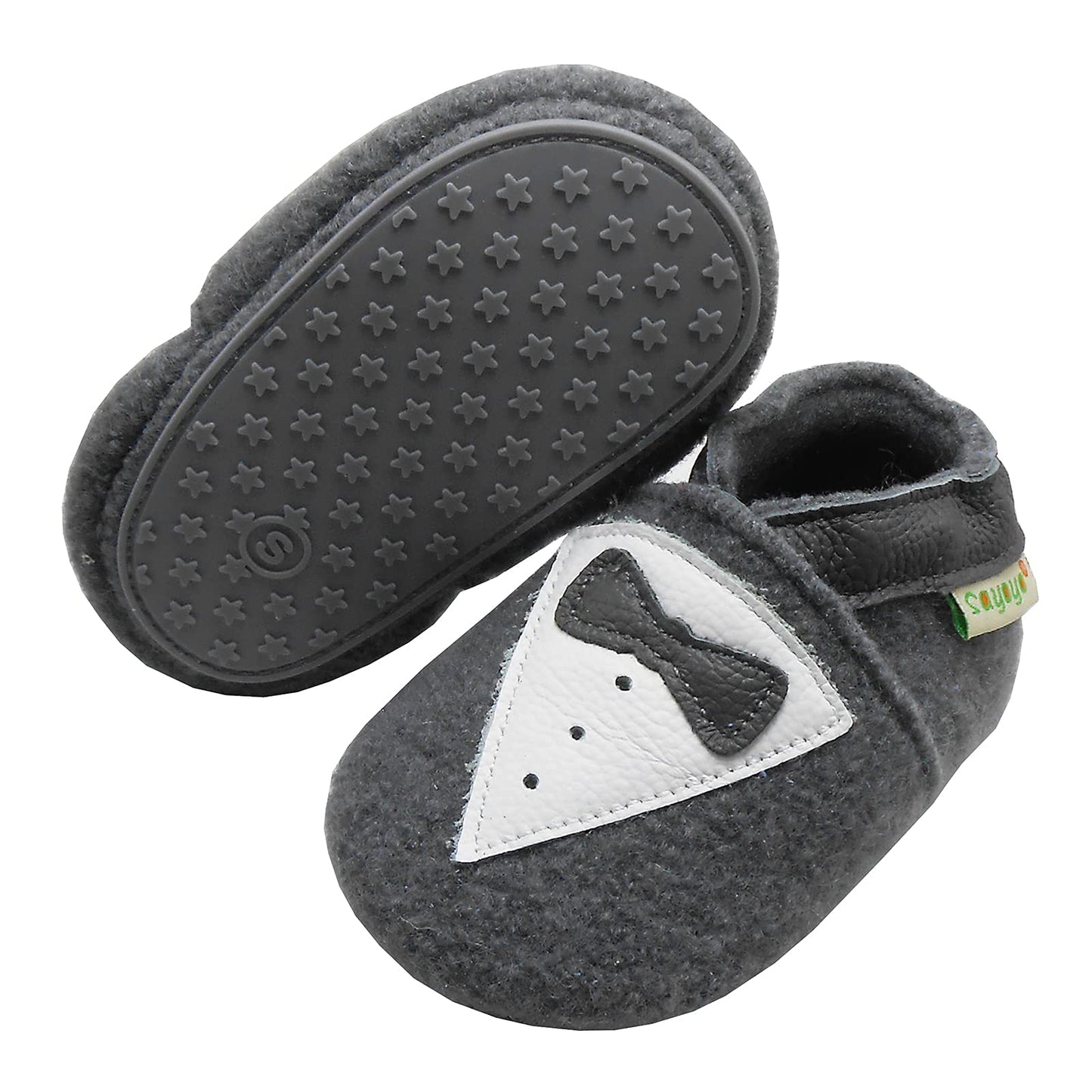 SAYOYO Babyschuhe für Jungen und Mädchen - Erste Lauf- und Krabbelschuhe mit weicher Wolle und rutschfester Gummisohle