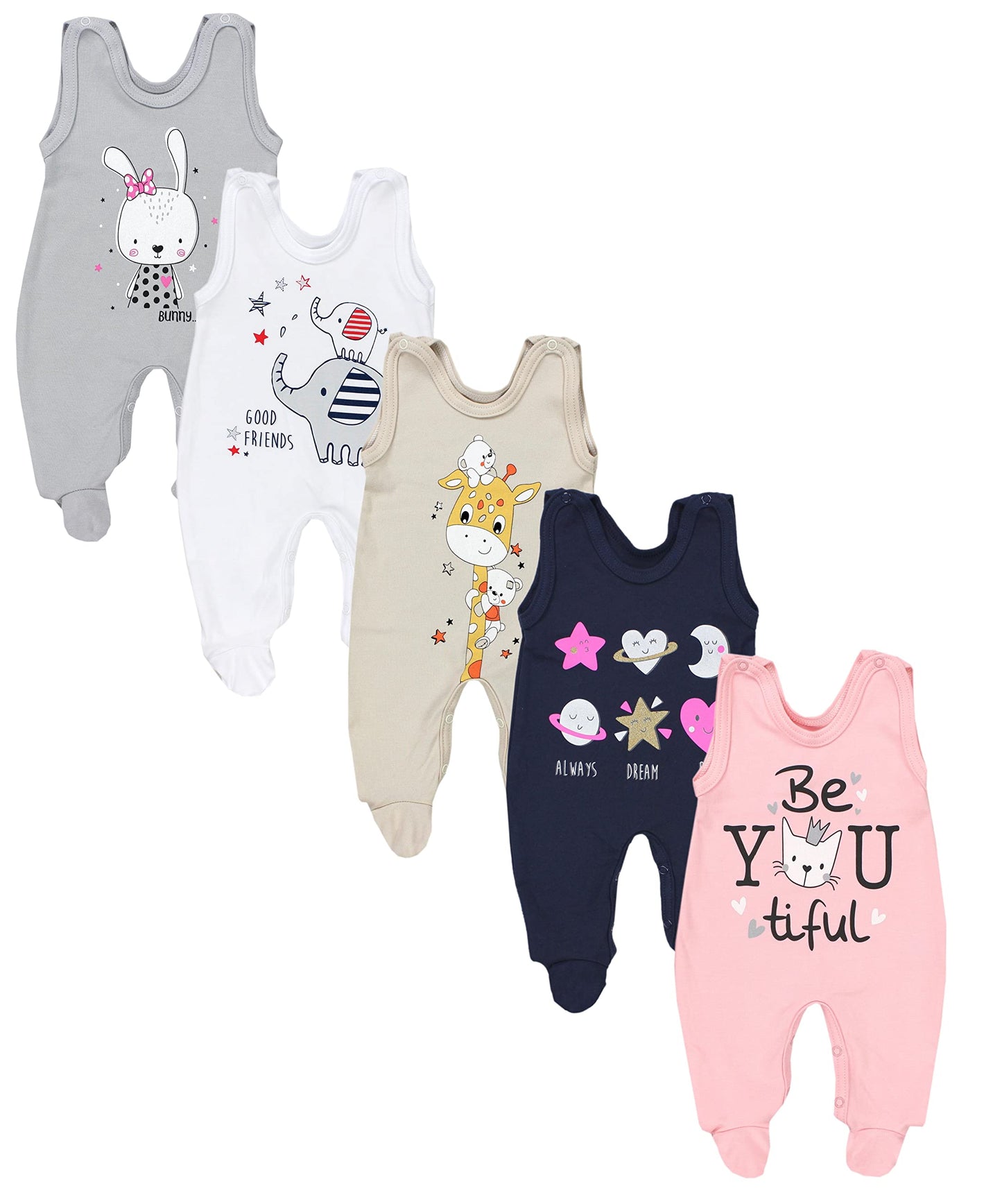TupTam Baby Unisex Strampler mit Aufdruck Spruch 5er Pack