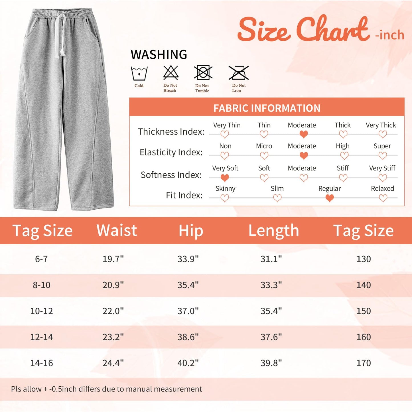 Rolanko Girls' Elastic Waistband Joggers, Loose Fit, Kids' Sports Sweatpants, Casual Comfort
