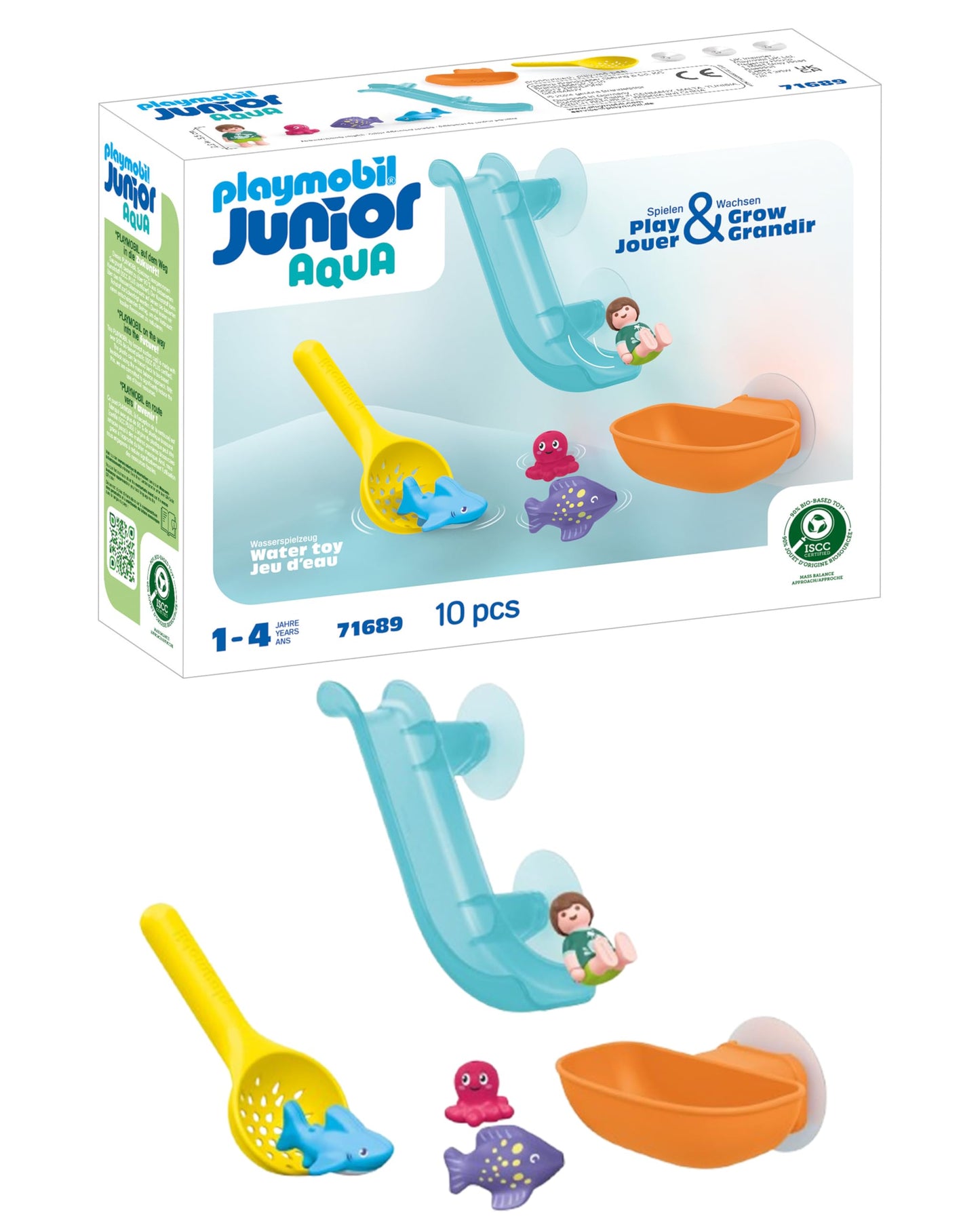 PLAYMOBIL Junior Aqua Tinti Sustainable Toy for Children from 1 Year Old Colourful Squid with Rings for Colour Sorting 71438