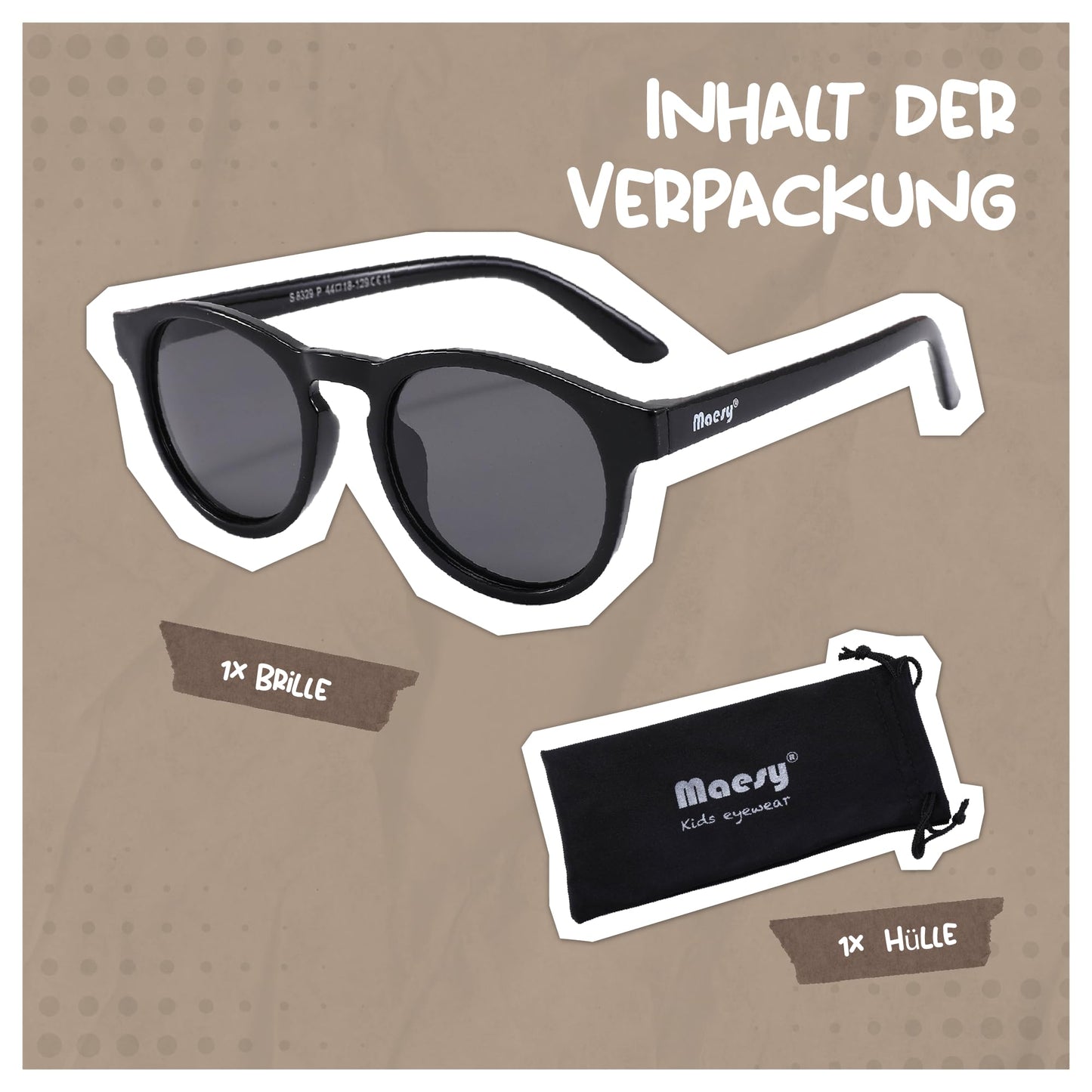 Maesy Faela Kindersonnenbrille für 3-6 Jahre - UV400 polarisierter Schutz - Flexibler und flexibler Rahmen - Sichere und bequeme Kindersonnenbrille für Kleinkinder