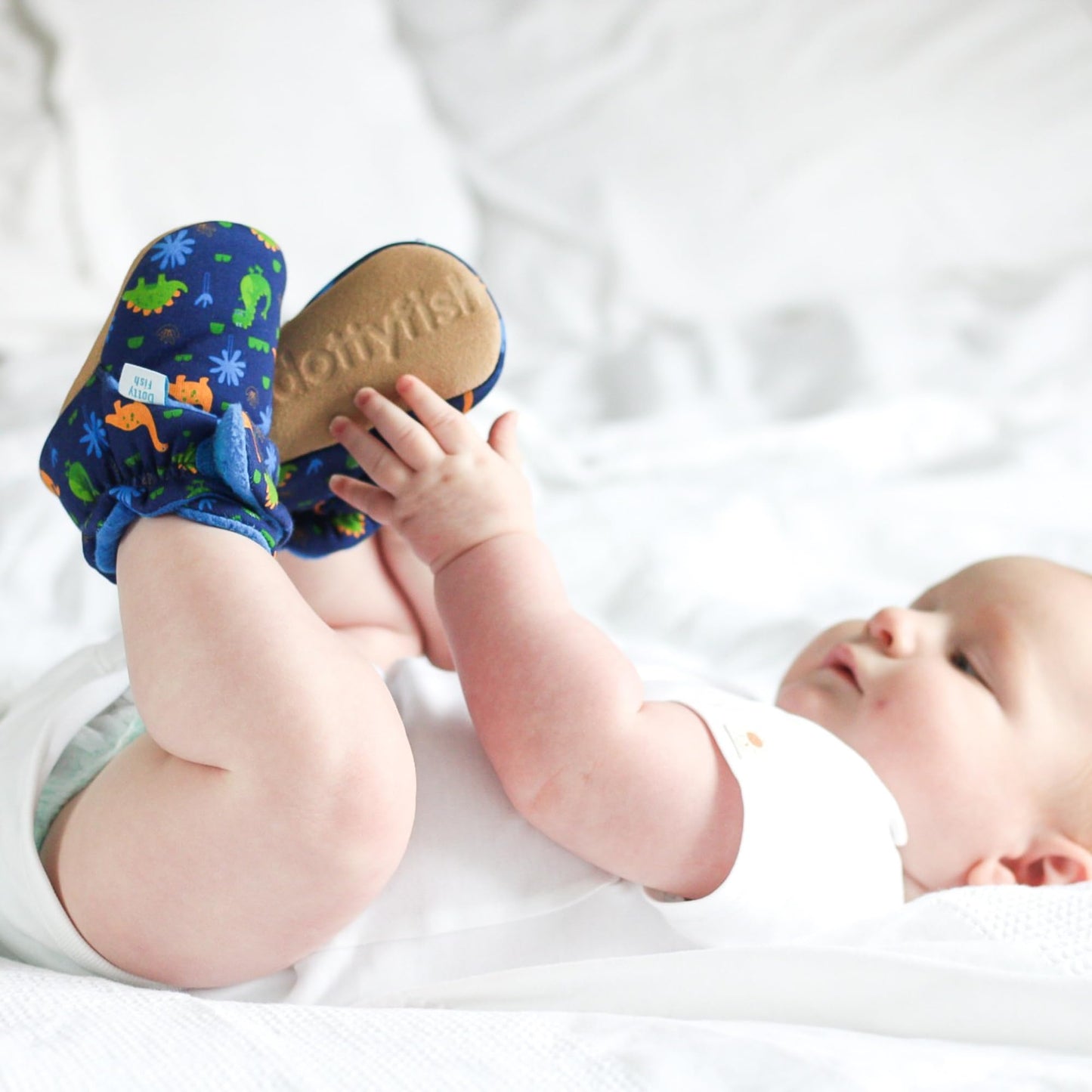 Dotty Fish Baby Winter Boots - Warm Non-Slip Cotton Crawling Shoes with Suede Sole - 0-24 Months