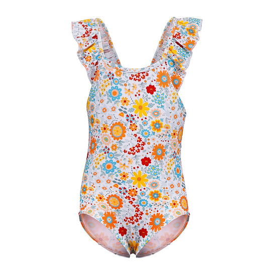 TIZAX Badeanzug für Mädchen Einteiliger Schwimmanzug Kleinkind Niedliche Rüschen Bademode Schnell trocknende Sommerferien Bikini für Kinder 2~7 Jahre