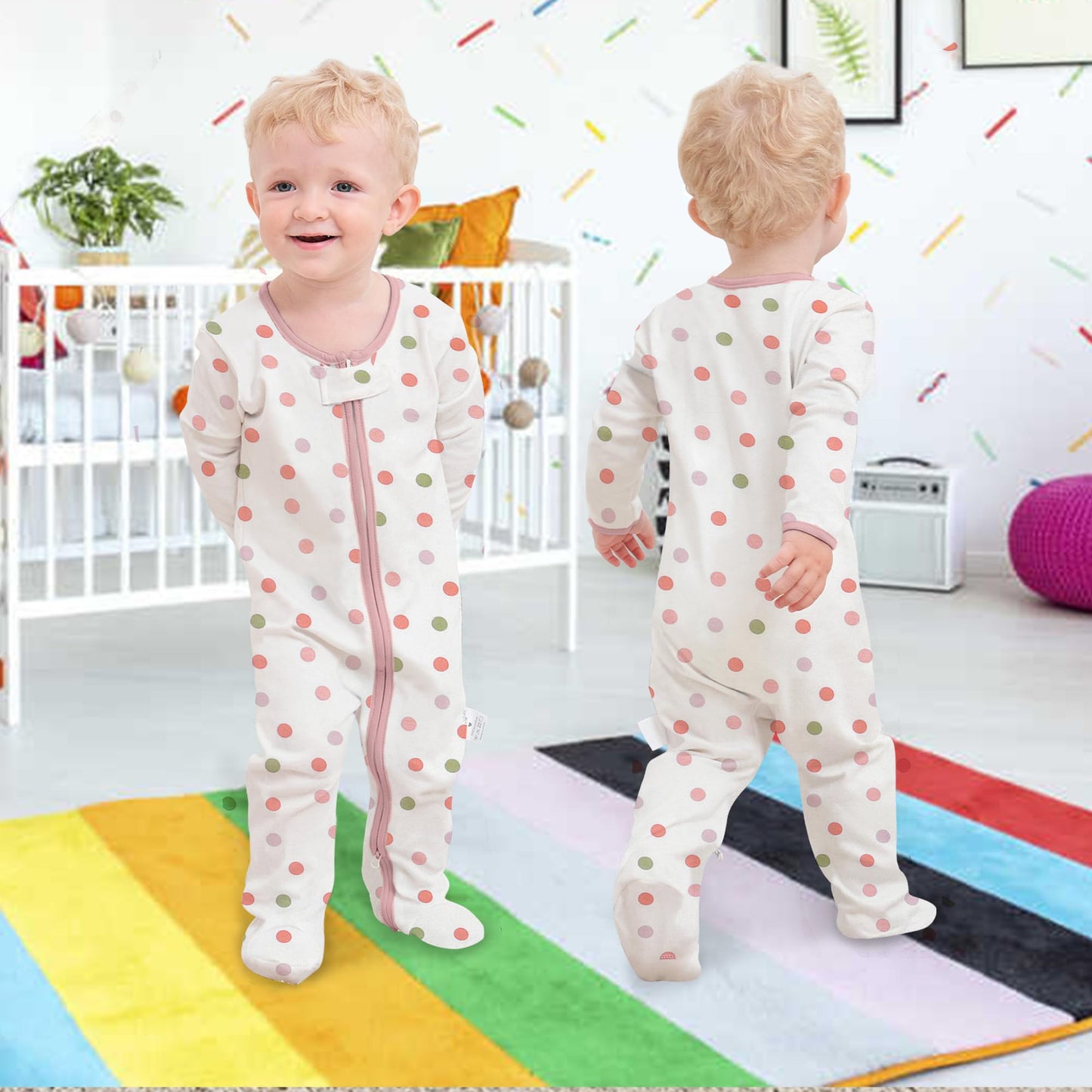Newborn Baby Boys Girls Rompers with Foot Baby Pajamas One-Piece Long Sleeve Jumpsuit Infant Spring Autumn Bodysuit, 3 Pack