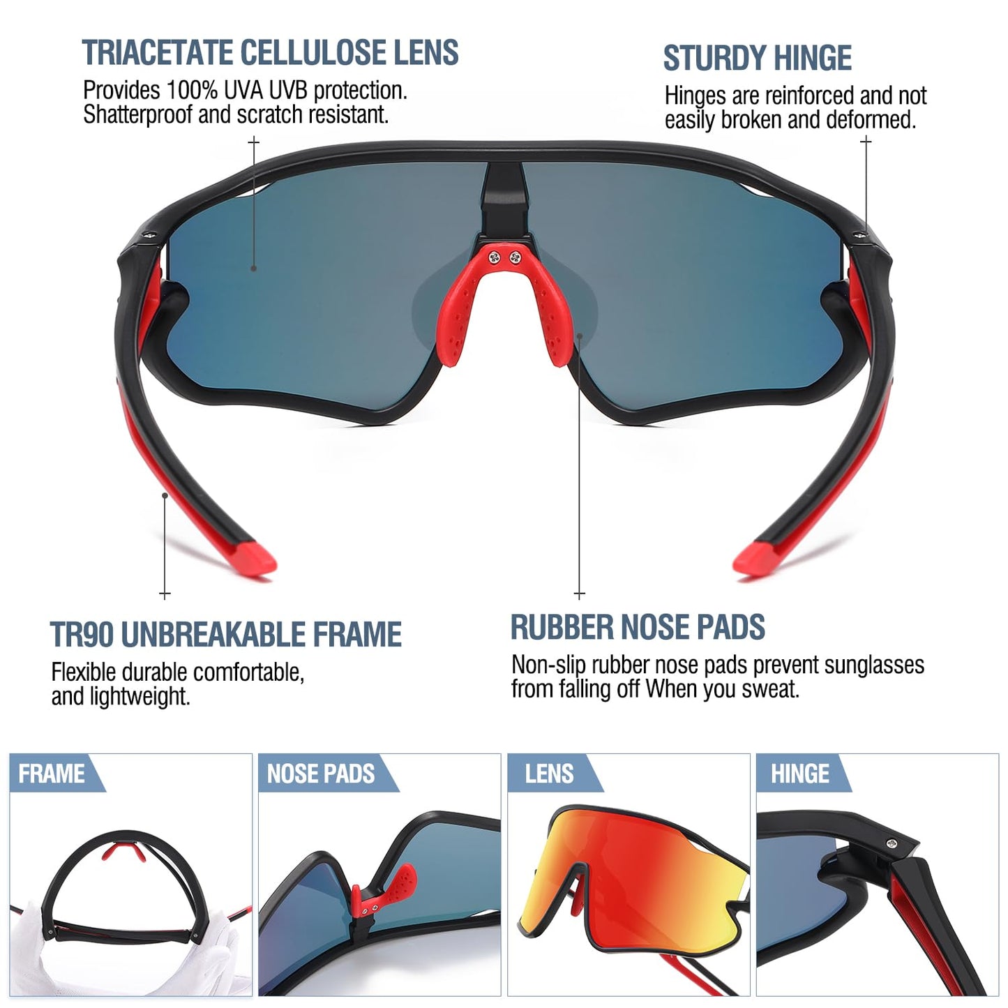 DUCO DK268 Children's Sunglasses Youth Baseball Sunglasses Lightweight TR90 Frame UV400 Sports Cycling Sunglasses for Boys Girls