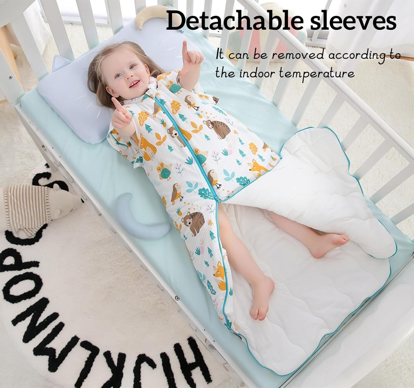 Chilsuessy Baby Sleeping Bag Winter, Removable Sleeves, Warm Lined 3.5 Tog Winter Sleeping Bags, Boys/Girls Sleeping Bag for Toddlers from 6 Months to 6 Years