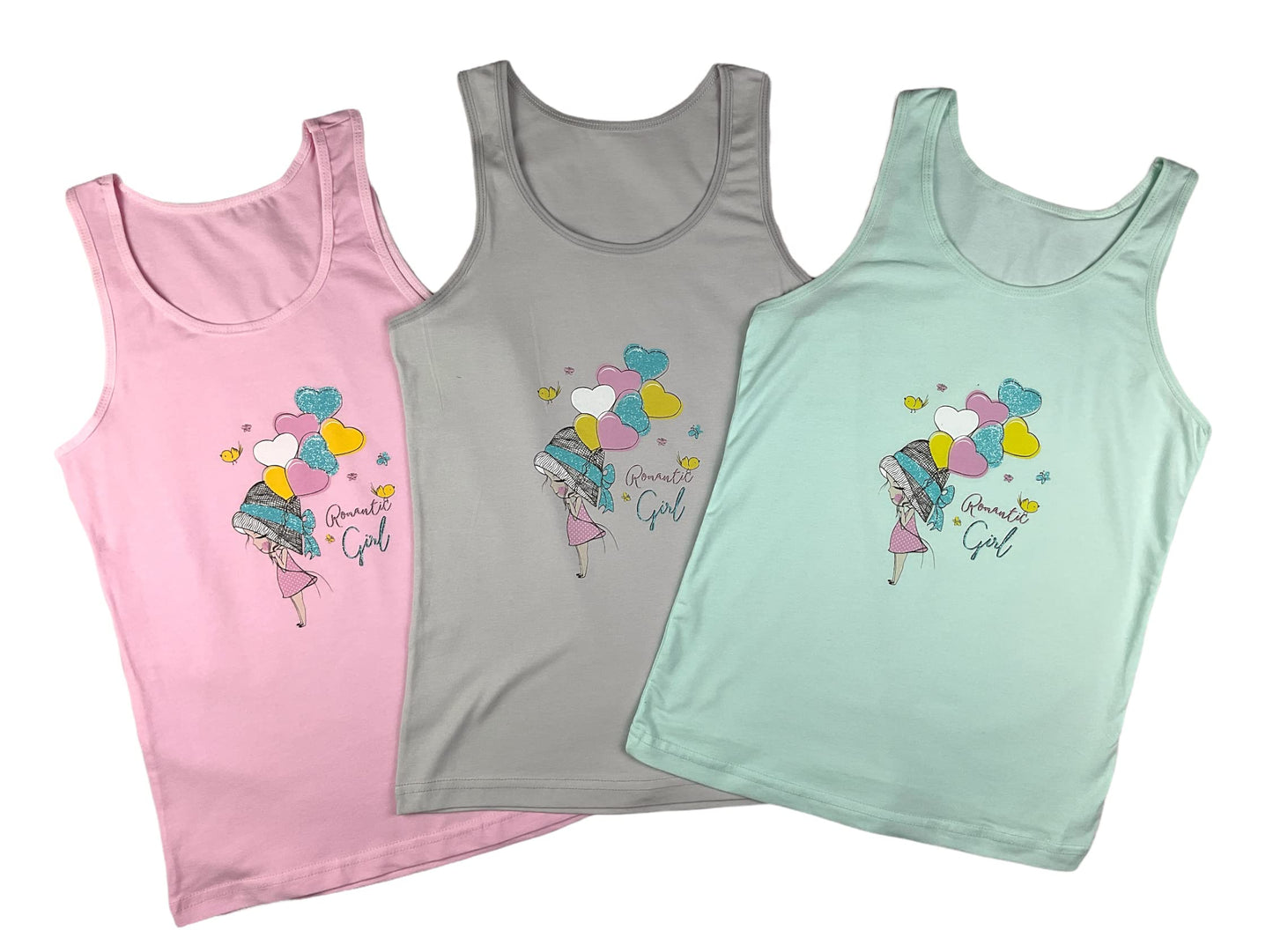 LOREZA ® 5 girls' cotton undershirts tank tops - sizes 92-170