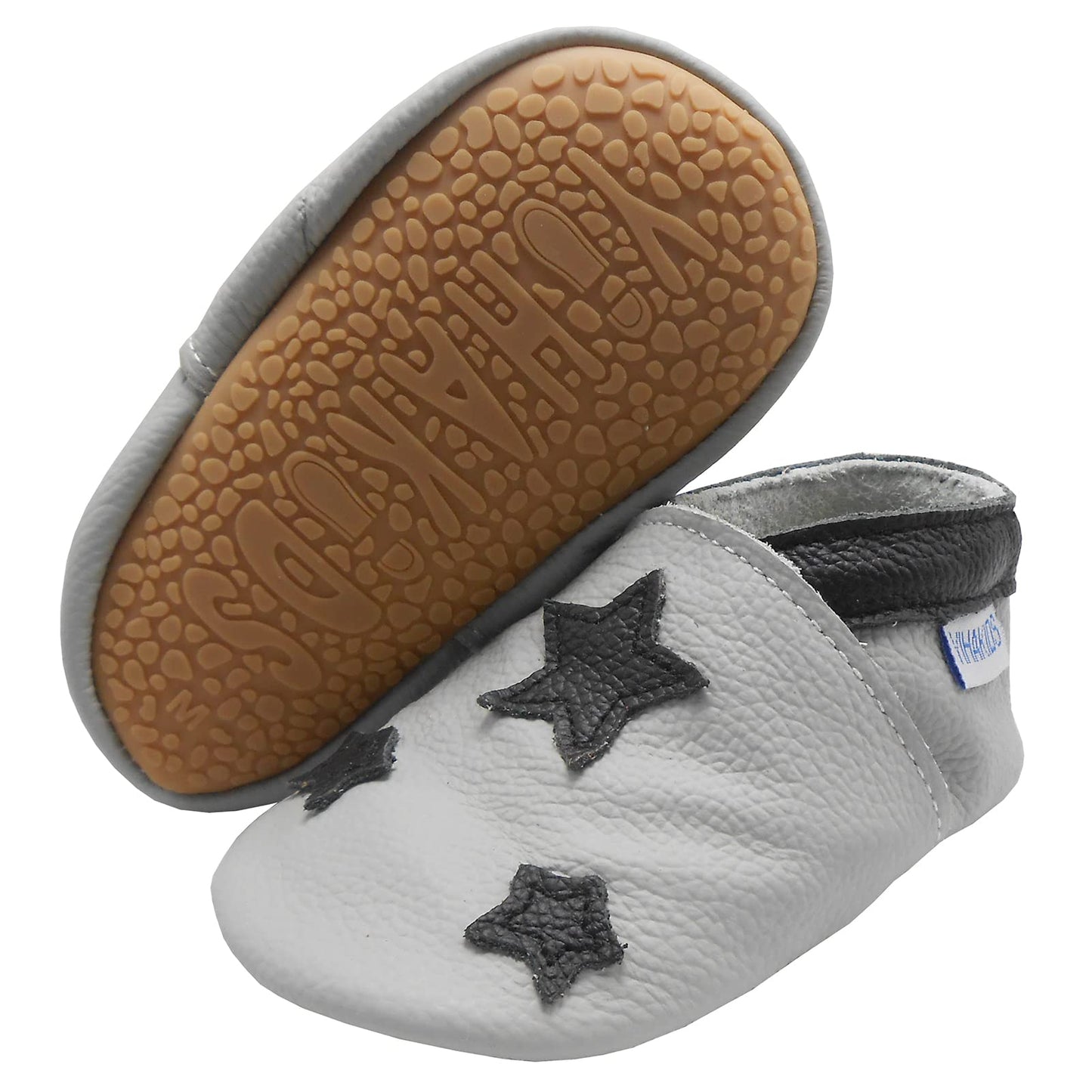 YIHAKIDS Krabbelschuhe Baby Lauflernschuhe Jungen Mädchen Weicher Leder Babyhausschuhe Kleinkind rutschfeste Lederschuhe mit Gummisohle für Baby 6-12 Monate 12-18 Monate 18-24 Monate