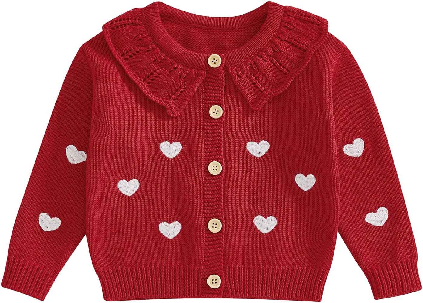 FOMOYUU Strickjacke für Kleinkinder und Neugeborene, Mädchen, langärmelig, Knopfleiste, Sweatshirt, Jacke, Herbst-Outfits