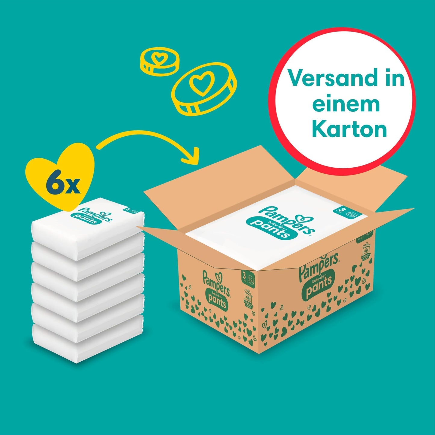Pampers Baby-Dry Pants Größe 6, 138 Windeln, 13kg-19kg, 360° Passform hilft, Auslaufen zu verhindern