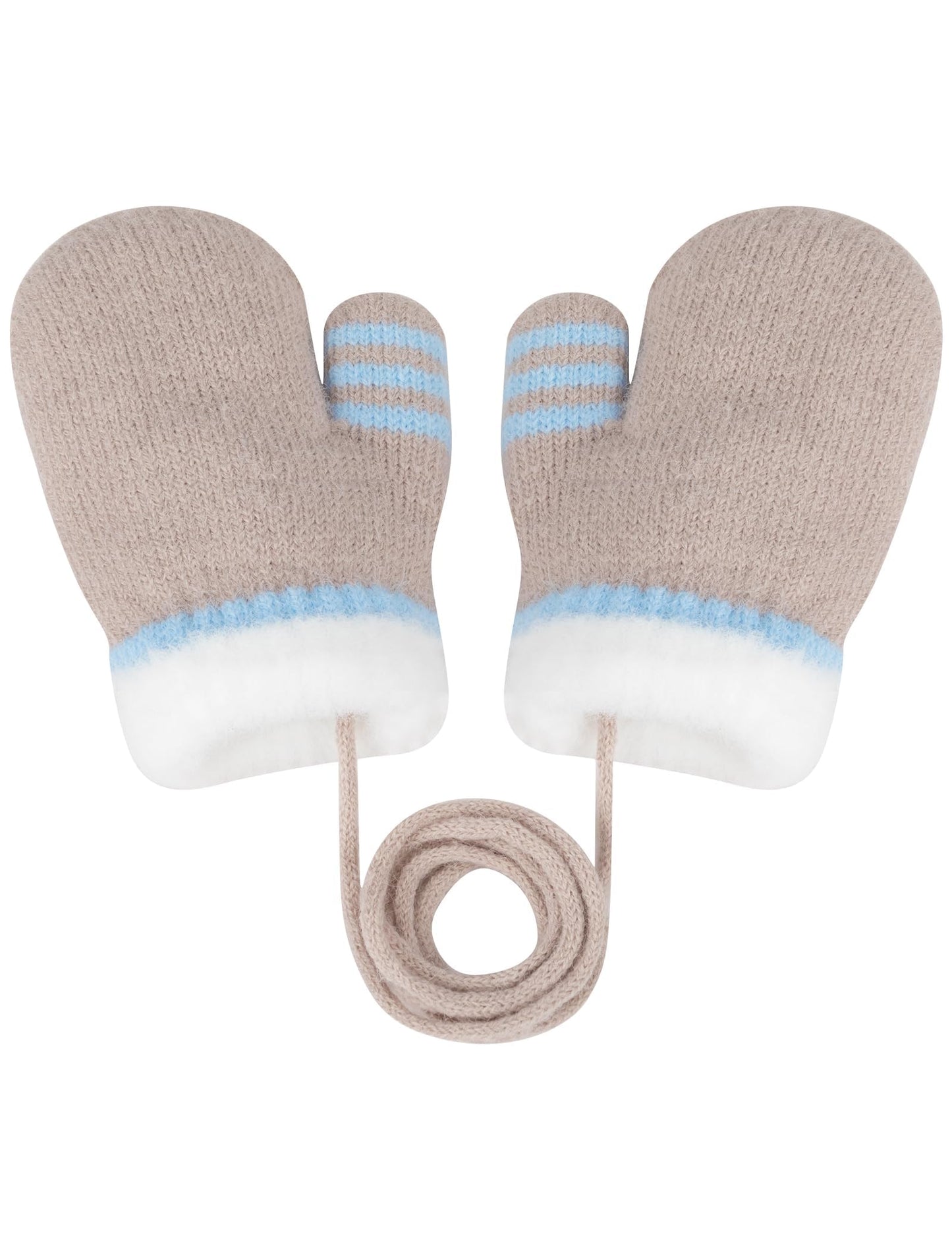 Becellen Fäustlinge Infant, Warme Verdicken Kleinkind Winterhandschuhe mit Schlüsselband Niedliche Anti Kratz Baby Strickhandschuhe für 0-3 Jahre Jungen Mädchen