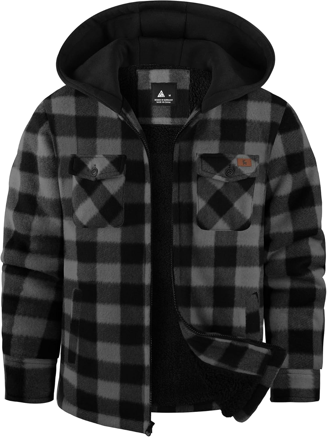 zitysport Shirt Jacket Boys Thick Hoodie Checked Jacket Children with Zip Warm Flannel Jacket Boys Sweat Jacket Outdoor Fleece Jacket Winter Jackets for Boys with Chest Pocket