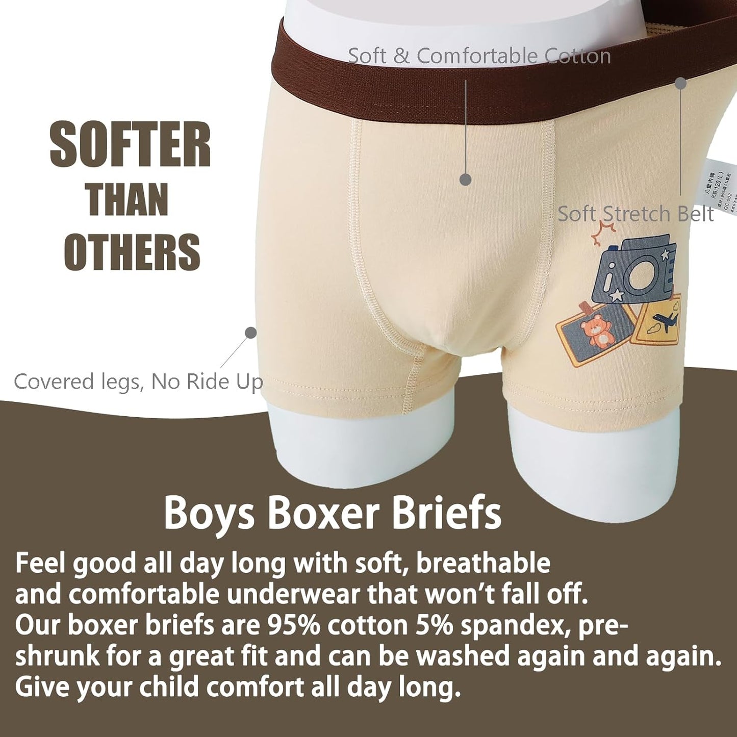 Anntry Kinder Weiche Baumwollene Unterwäschen Kleinkind 8 Pack Kleine Jungen Sortiert Boxer Shorts Slips 2-12 Jahre