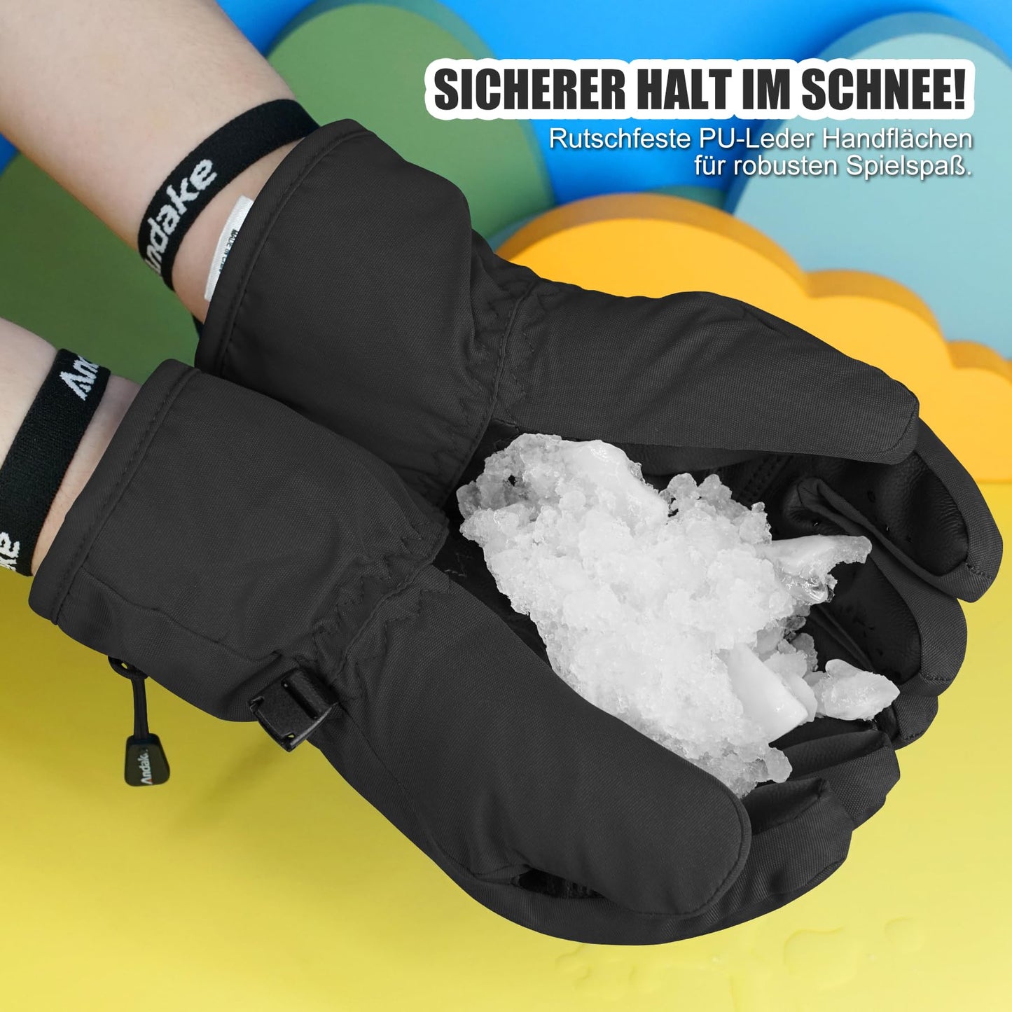Andake Children's gloves, windproof, waterproof, warm winter gloves, skiing, outdoor sports, riding gloves, boys and girls