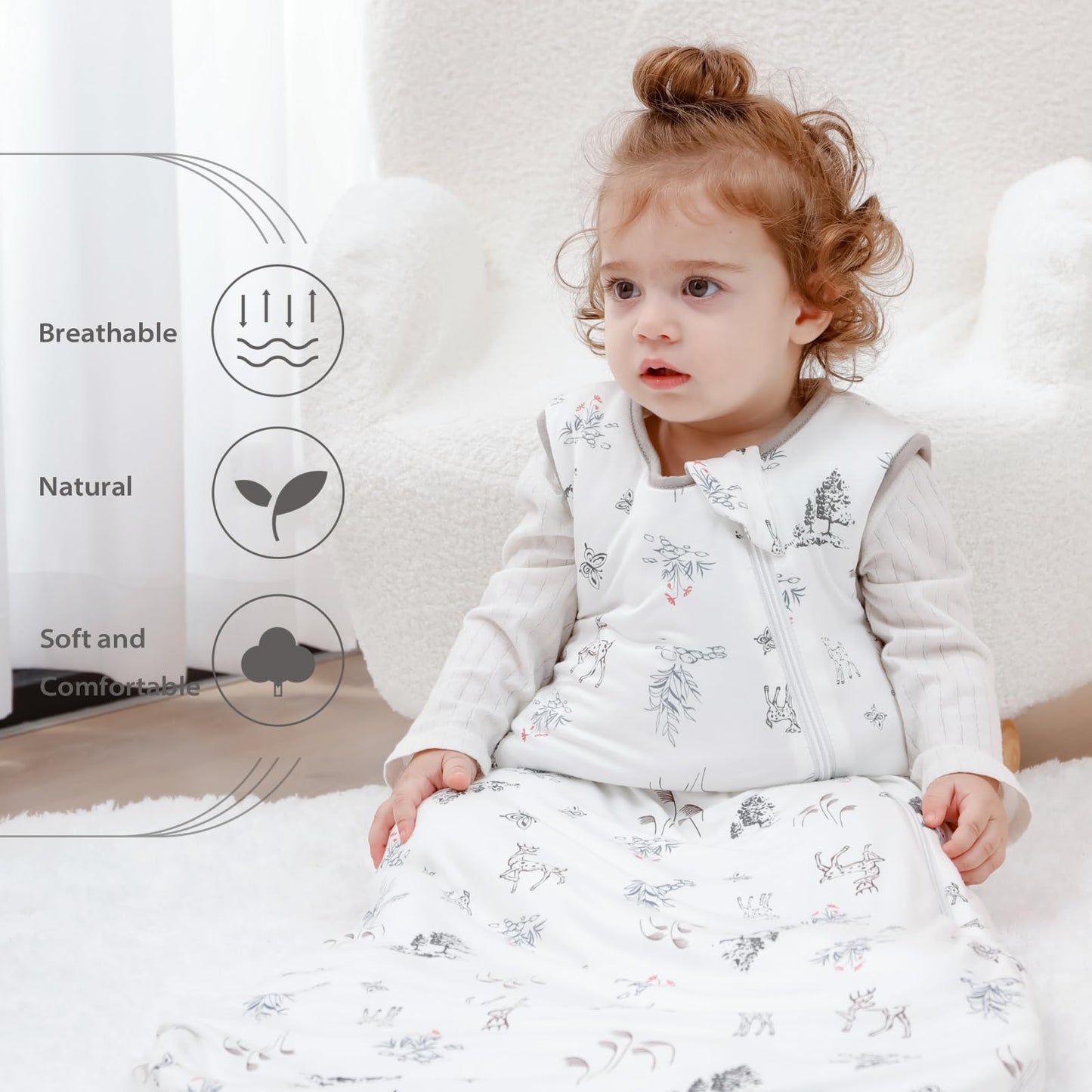 Mosebears Winter Sleeping Bag Baby 2.5 Tog, Bamboo Fibre Baby Sleeping Bag, Extremely Soft and Warm L (18-36 Months)