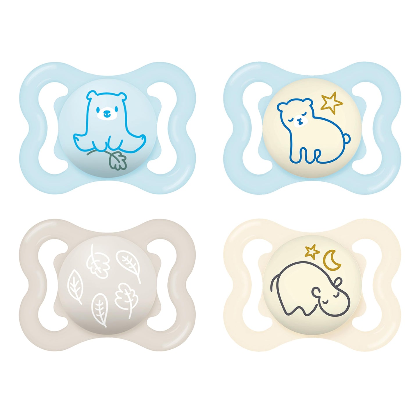 MAM Supreme Day & Night Schnuller | 0-6 Monate | Babyschnuller für Neugeborene | 94% Akzeptanz | beugt Zahnfehlstellungen vor | mit Zahnmedizinern entwickelt| SkinSoft Silikon |Bär/Nilpferd |4 Stück