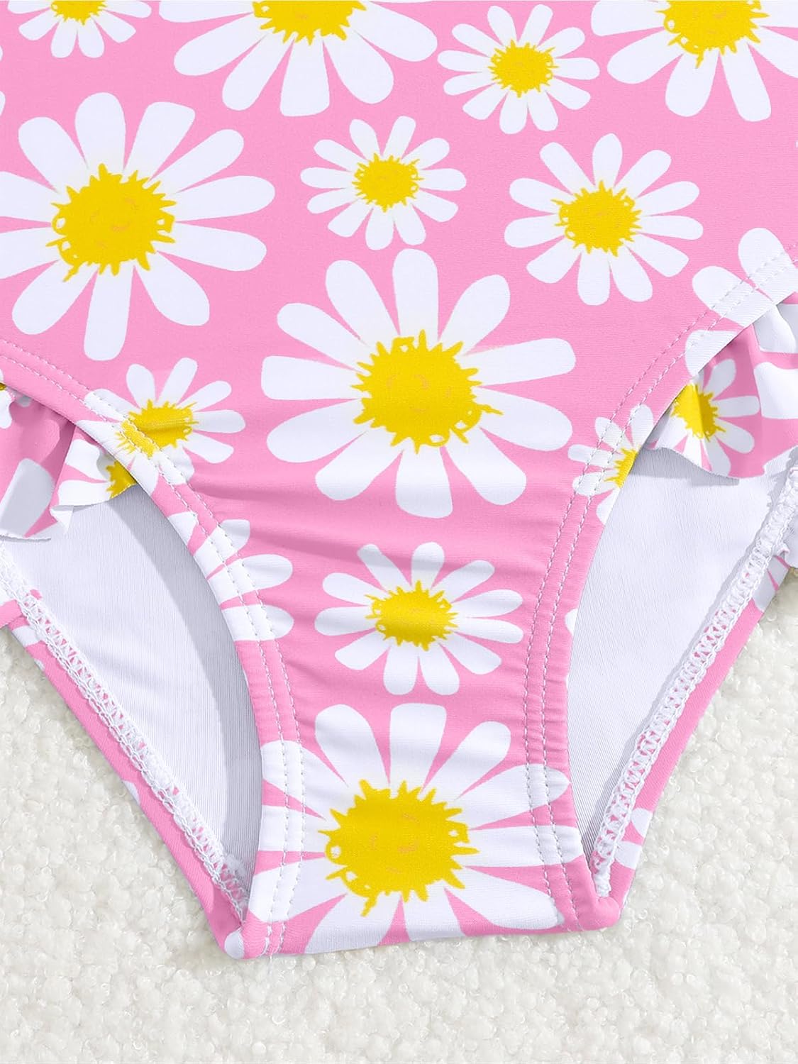 JiAmy Einteiliger Mädchen Badeanzug Blumenmuster Rüschen Elastischen Trägern Ärmellos Kleinkinder Schwimmkleidung für 2–7 Jahre/92-122