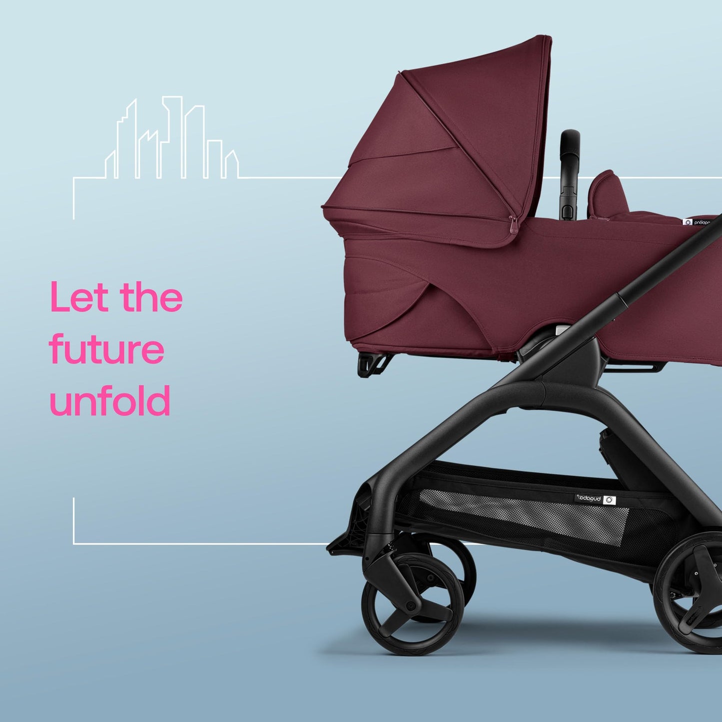 Bugaboo Dragonfly Liegewanne mit Lüftungsfenstern, einhändig faltbar in jeder Position, kompatibel mit dem Bugaboo Dragonfly City-Kinderwagen, Midnight Black