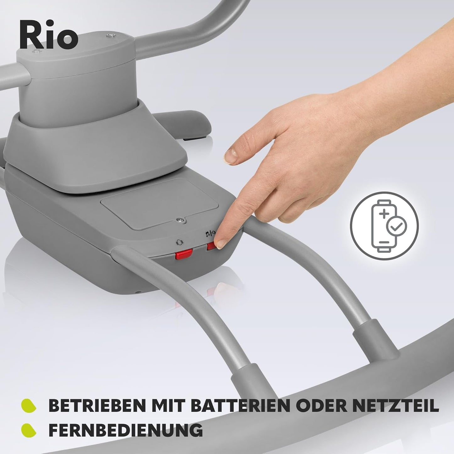 LIONELO RIO Elektrische Babywippe für Kleinkinder bis zu 9 kg Verstellbare Rückenlehne, 3 Wiegegeschwindigkeiten, Polster Sitzgurte Melodien und Geräusche der Natur Leichtes Gewicht 3,5 kg