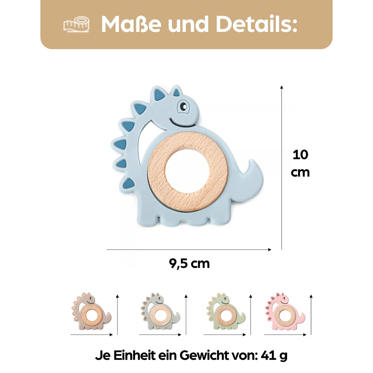 Schildkröte Beißring für Baby Natur Holz & Silikon Blau - Kauspielzeug, Zahnen-Hilfe & Greifling - Babyspielzeug Beissring Geschenk zur Geburt - Holz-Spielzeug nachhaltig, BPA-frei schadstofffrei