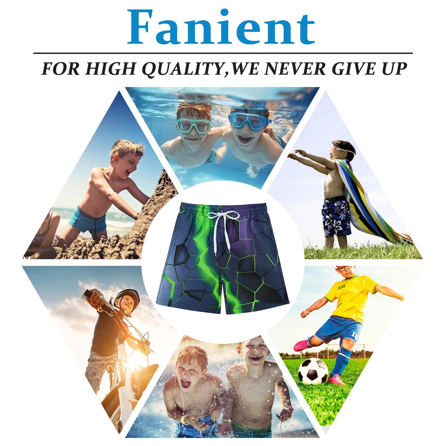 Fanient Badehose für Jungen lustige 3D Gedruckt Grafik Schnelltrocknend Beachwear Sport Laufen Badebekleidung Boardshorts